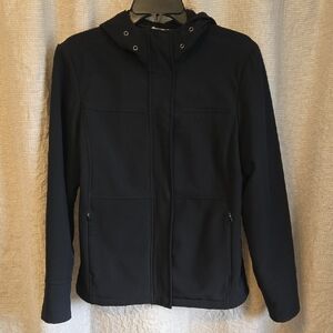 IZOD XFG stretch womens S Black full zip hooded jacket with fleece lining